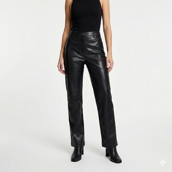 7 For All Mankind Coated Faux Leather Pants Black Size M - Picture 1 of 11